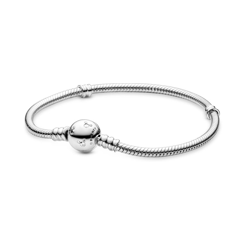 Disney, Pandora Moments Sparkling Mickey Mouse Snake Chain Bracelet , Sterling silver, Charm for Bracelet, Gift For Her, Women jewelry