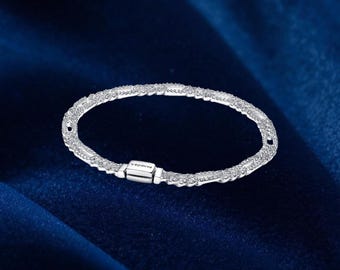 Pulsera ovalada de cadena cubana, plata de ley, dije para pulsera, regalo para ella, joyería para mujer