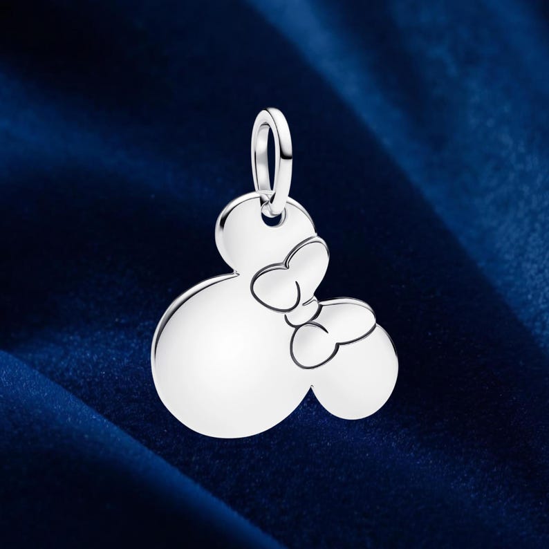 Disney Minnie Mouse Engravable Dangle Charm , Charm for Bracelet or Necklace Silver, Necklace Pendant, Jewelry for women, Gift for Her