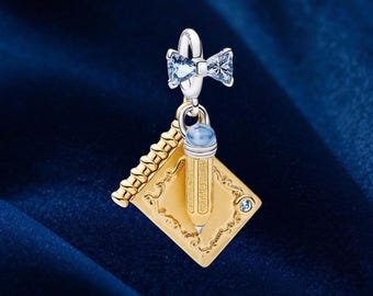 Bridgerton Dance Card potloodbedel, zilveren armband kettinghanger, damessieraden