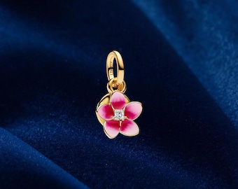 Moana Flower Charm, Sterling Silver Bracelet Dangle, Women Jewelry