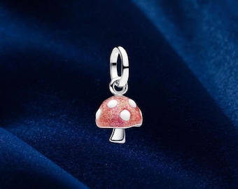 Glow-in-the-dark paddenstoelbedel, zilveren hanghanger voor armbandketting