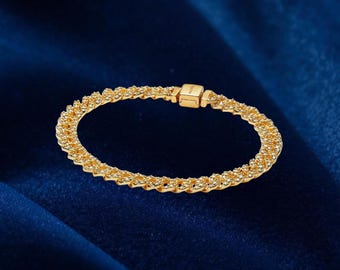 Pulsera cubana con pavé, plata de ley, dije para pulsera, regalo para ella, joyería para mujer