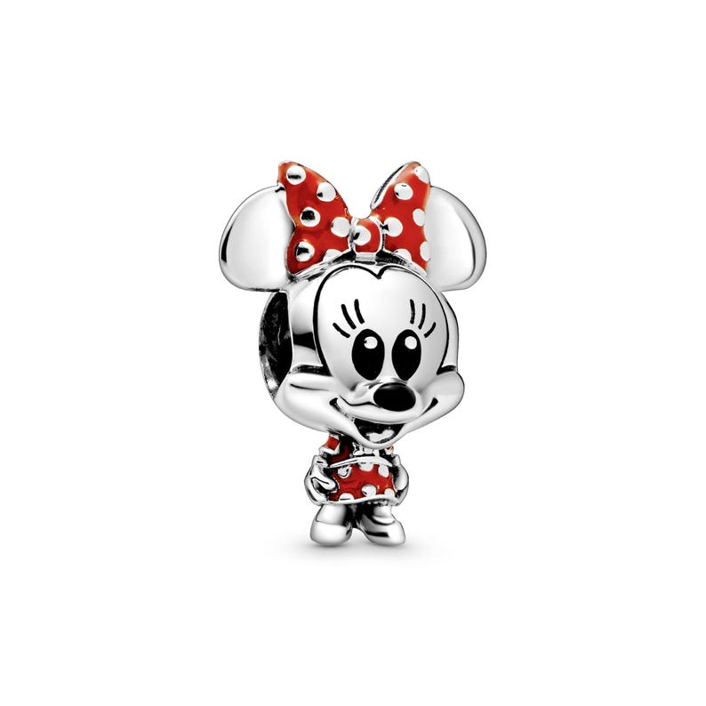 Disney Minnie Mouse Dotted Dress & Bow Charm , Charm for Bracelet or Necklace Silver, Necklace Pendant, Jewelry for women, Gift for Her
