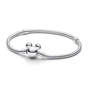 Disney Mickey Mouse Clasp Moments Snake Chain Bracelet , Sterling silver, Charm for Bracelet, Gift For Her, Women jewelry