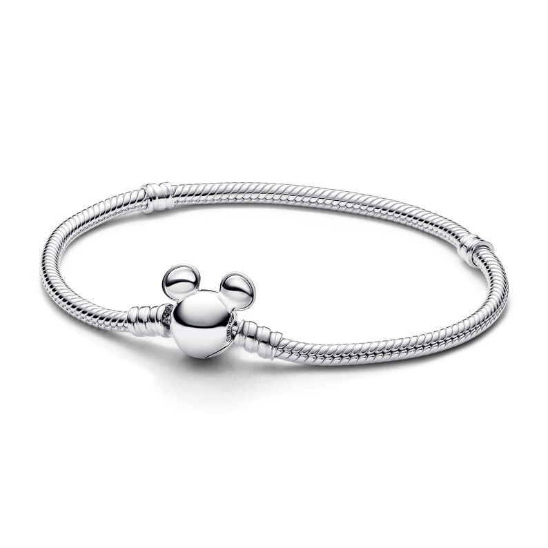 Disney Mickey Mouse Clasp Moments Snake Chain Bracelet , Sterling silver, Charm for Bracelet, Gift For Her, Women jewelry