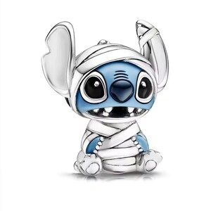 Mummified Stitch Charm, Silver Blue Pendant, Bracelet Necklace Jewelry image 2