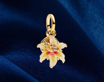 Glow-in-the-dark Sundrop Flower Charm, Silver Pendant for Bracelet Necklace