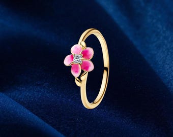 Anillo Flor de Moana, Plata de Ley, Anillos Llamativos, Regalo para Ella, Joyería para Mujer