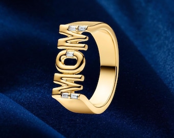 Anello con sigillo per la mamma - Anello in argento sterling 925 - Regalo per lei