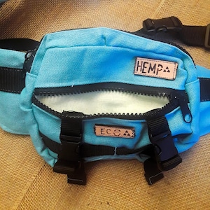 Hemp canvas fanny pack: Sky Blue color/ crossbody sling bag