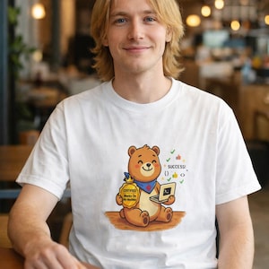 „Funktioniert an meinem Rechner“-Shirt mit lustigem Bärenmotiv, Kawaii-Entwickler-T-Shirt, Geschenk für Programmierer, Software-Ingenieure, süßes Coder-T-Shirt, Git-Humor-Geschenk