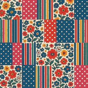 Motivo floreale patchwork SVG PNG DXF EPS PDF – File di taglio in stile arte folk retrò, design colorato per trapunte, download immediato per Cricut e Silhouette.