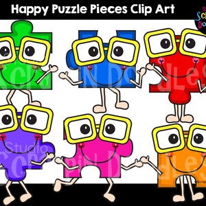 Happy Puzzle Pieces Clip Art