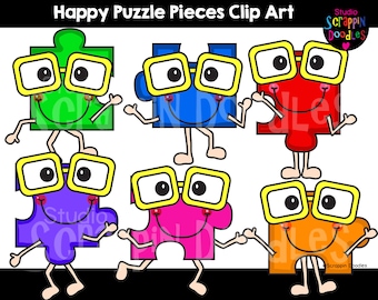 Happy Puzzle Pieces Clip Art