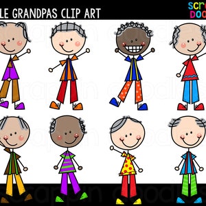 Doodle Grandpas Clip Art - Imágenes Prediseñadas de abuelo de uso comercial lindo, gráficos de figuras de palo {Scrappin Doodles Clipart}
