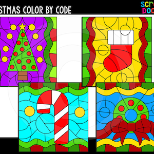 Weihnachtliche Color By Code Vorlagen - Niedliche Kommerzielle Color By Code - Helle und bunte Weihnachtliche Color By Code