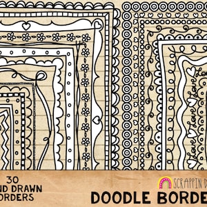 Doodle Borders ClipArt - Hand Drawn Frames - Cover Page Borders - Rectangle Borders - Hand Doodled Frames