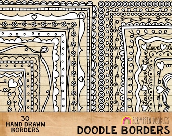 Doodle Borders ClipArt - Hand Drawn Frames - Cover Page Borders - Rectangle Borders - Hand Doodled Frames