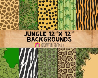 Jungle Backgrounds - Commercial Use Jungle Animal Backgrounds - 12" x 12" Background Patterns