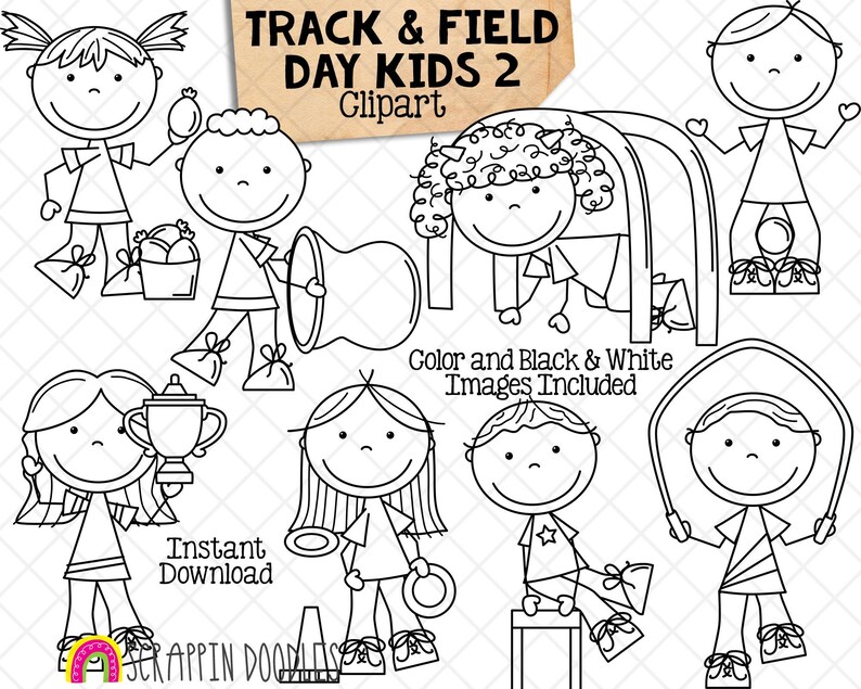 Field Day Clipart 2 track and Field Kids School Tabloid Day Commercial ...