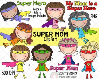 Super Mom ClipArt - Muttertag Clipart - Mama Clipart - Mama Clipart - Muttertag Sublimations Designs - Muttertagsgeschenke