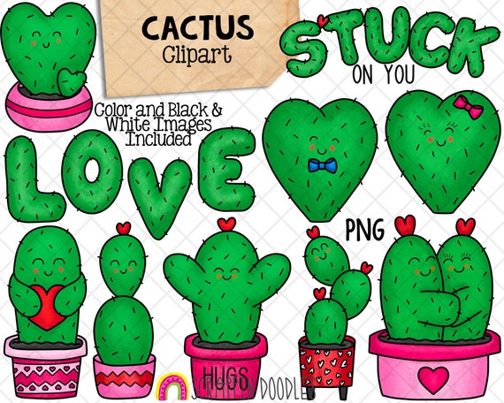 Kaktus ClipArt - Valentine Kakteen Grafiken - Rosa Herz Kaktus in Tpfen -  Stuck on You - Kommerzielle Nutzung PNG - Etsy.de