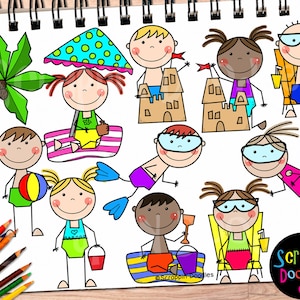 Beach Stick Kids Clip Art