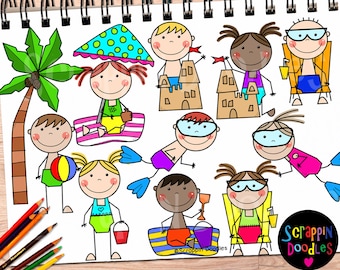 Beach Stick Kids Clip Art