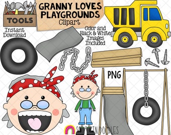 Old Lady Swallowed a Truck Clip Art - Hand Drawn PNG - Granny Loves Playgrounds