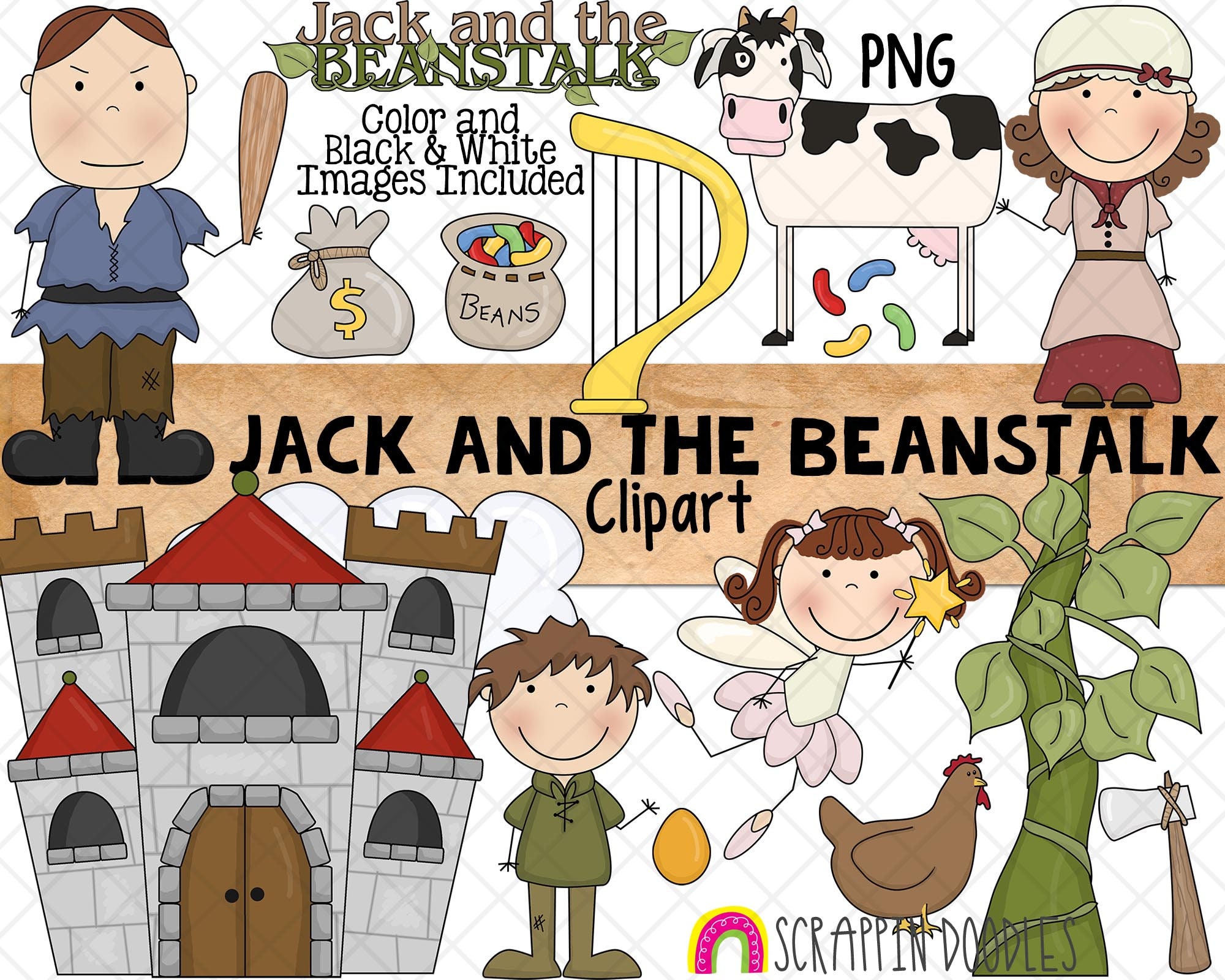 Jack and the Beanstalk Clipart Nursery Rhyme Fairy Tale Graphics Giant Children's Stories Story