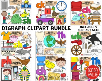 Beginning & Ending Digraph Clip Art Bundle - Commercial Use PNG