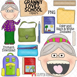 Anciana se tragó un libro Clip Art, La abuela ama los gráficos escolares, Uso comercial PNG