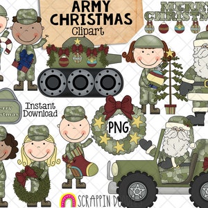 Christmas Army ClipArt - Camo Santa Claus -  Christmas Army Base Graphics - Commercial Use PNG - Sublimation