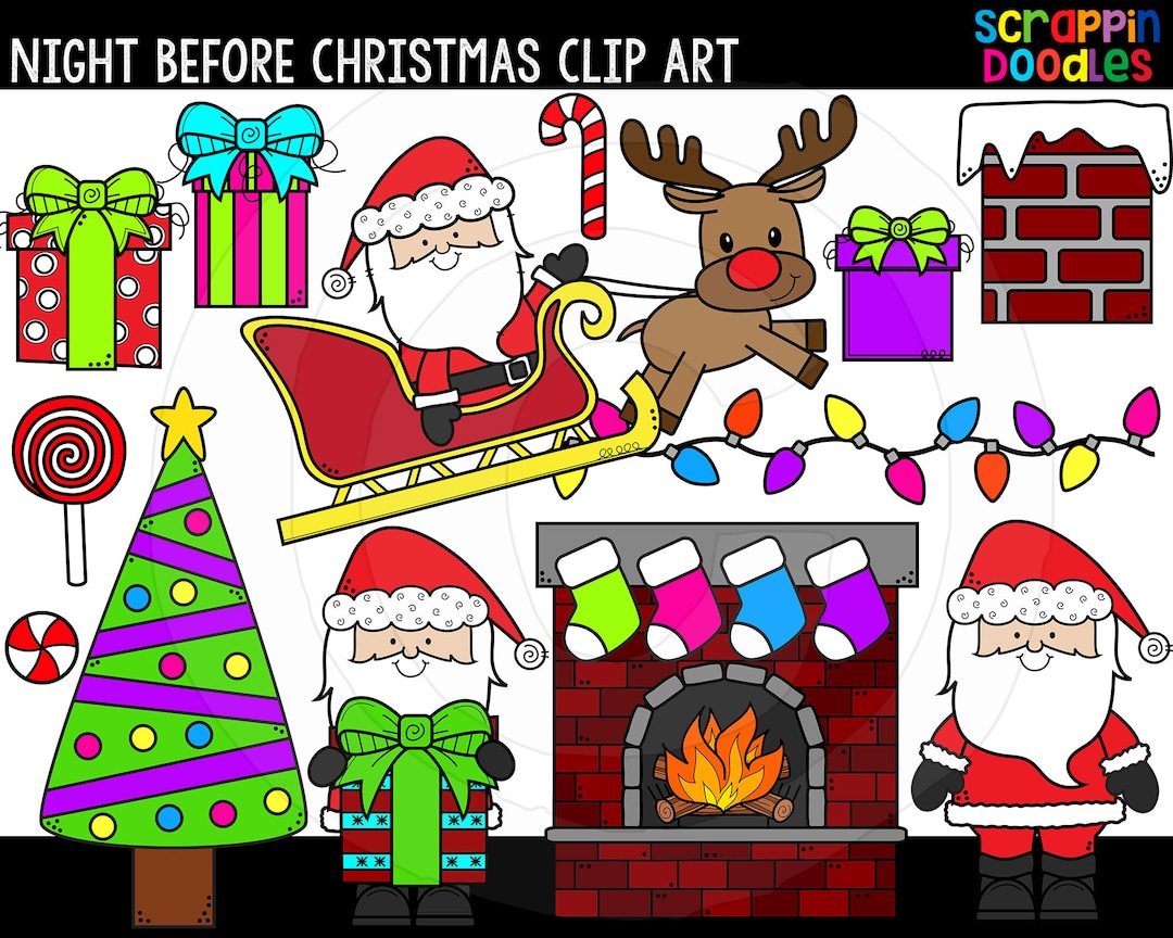 Night Before Christmas Clip Art Cute Commercial Use Christmas Eve