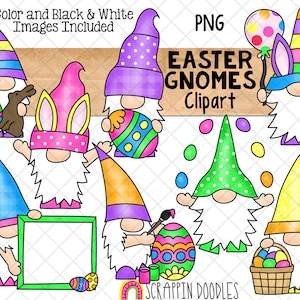Easter Gnomes ClipArt- Easter Gnome Clip Art - Spring Garden Gnomes - Commercial Use - Gnome Sublimation - PNG