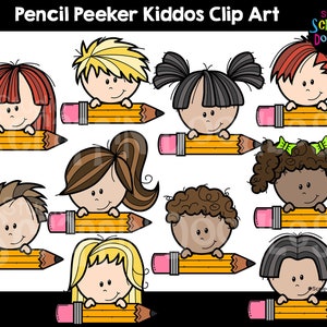 Pencil Peeker Kiddos Clip Art