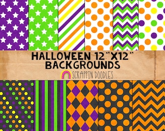 Halloween Colors 12" x 12" Backgrounds - Digital Papers - Halloween Patterns - JPEG
