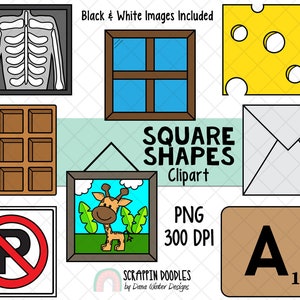 Vormen Clip Art - Real Life vierkante vorm ClipArt - geometrische vormen - 3D-vorm Clipart - Math ClipArt - Real Life Shape Graphics - 2D-vormen
