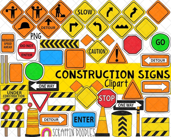 Construction Signs Clipart Road Work Sign Traffic Cone Construction Pylon  Detour Sign Flagman Commercial Use PNG Clip Art - Etsy