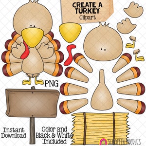 Crea una ClipArt di Turchia - Clipart di Turchia - Pezzi di Turchia - Appunta la piuma sulla clipart di Turchia - Download istantaneo - PNG disegnato a mano