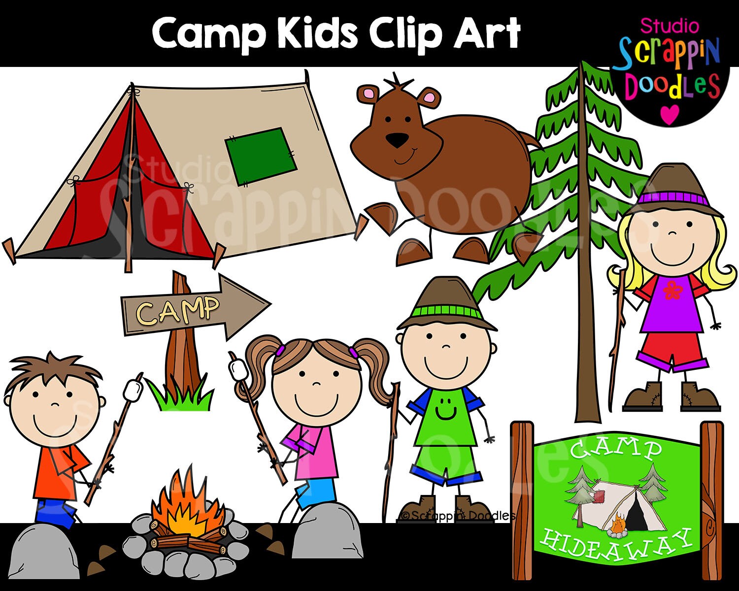 Camp Kids Clip Art - Etsy