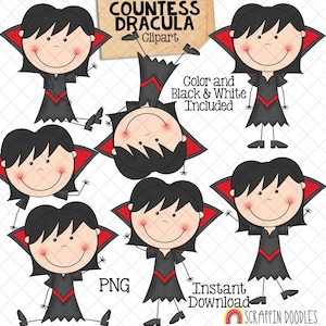 Countess Dracula ClipArt - Female Vampire - Halloween Graphics - Commercial Use PNG Sublimation