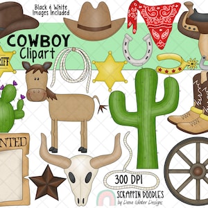 Cowboy ClipArt - Western ClipArt - Wild West Clipart - Desert ClipArt - Southwest ClipArt - Cactus ClipArt - Cactus - Spurs - Cowboy Boots