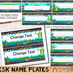 Frosch Schreibtisch Namensschilder - Klassenzimmer Dekor - Printable Schüler Schreibtisch Namensschilder