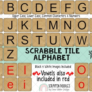 Scrabble Tile ClipArt - ClipArt alfabeto piastrelle in legno - Alfabeto stampabile PNG - Piastrelle alfabetiche