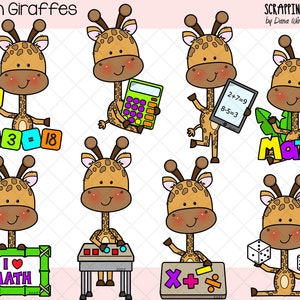 Mathe Giraffen Clip Art - Niedliche Kommerzielle Giraffe Clipart - Schule Giraffe Grafiken {Scrappin Doodles}
