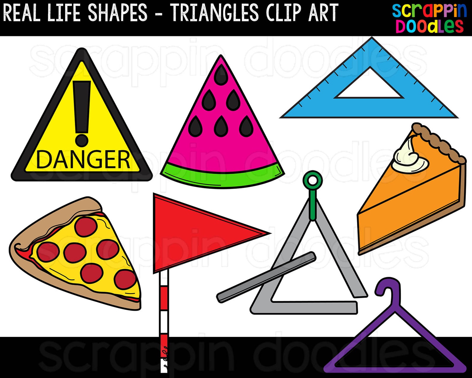 Real Life Triangle Shapes Clip Art Cute Commercial Use 2D | Etsy