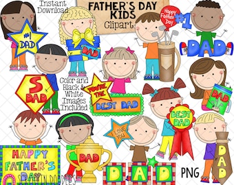 Father's Day Clip Art - Kids Gifts to Dad ClipArt - Papa - Fathers Day Gifts Sublimation Designs
