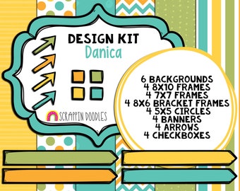 Danica Design Kit - Cover Page Templates - Digital Planner Backgrounds - Planners Frames and Borders - Customizable Binder Covers